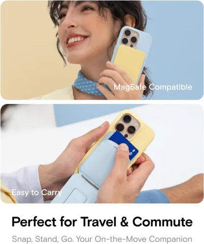 Vista 6 de MOFT MOVAS - Cartera de trípode para iPhone, múltiples ángulos, soporte de teléfono ligero y portátil, cartera magnética de cuero vegano MOVAS