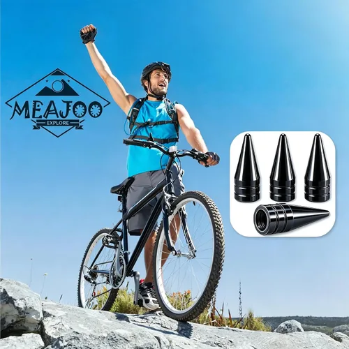 Vista 4 de 4 piezas de tapas de válvula de rueda con forma de punta, válvula de rueda de aleación de aluminio con punta, cubiertas universales de válvula