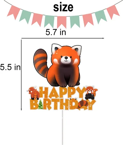 Vista 4 de Decoración de pastel de panda rojo para niños y niñas, baby shower, bosque, decoración de tartas de animales, zoológico, safari, suministros