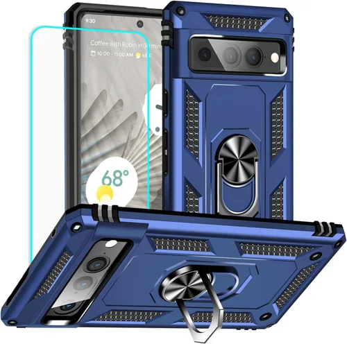 Vista 27 de Yiakeng Funda para Google Pixel 7: con protector de pantalla, fundas protectoras de grado militar con soporte de anillo de dedo para Pixel 7