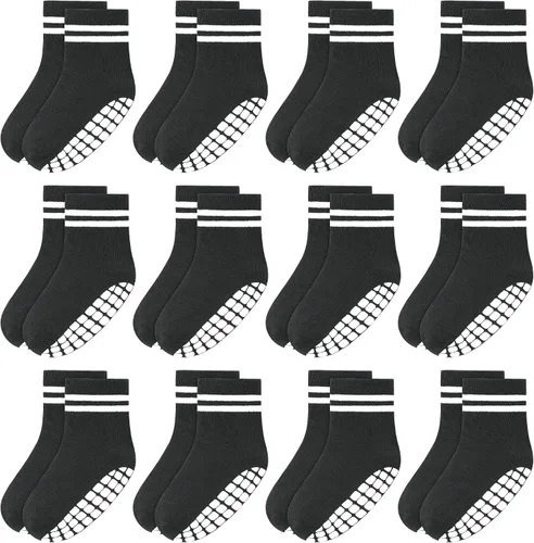 Vista 17 de Tphon Calcetines para Niños Pequeños, Calcetines Antideslizantes para Bebés para Niños y Niñas, 12 Pares de Calcetines para Niños Infantes de 6M-10