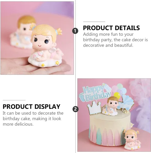 Vista 8 de UPKOCH Boy& Day Supplies - Decoración para tartas para niños, niñas interesantes y elegantes, para cumpleaños, biberón para niños, pareja, diseño