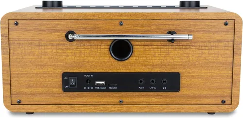 Vista 3 de Ocean Digital WR-860 FM Radio de Internet Wi-Fi con altavoces estéreo, reloj despertador, temporizador de sueño, salida de línea, entrada auxiliar
