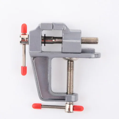 Vista 4 de Mini Tornillo de Banco Pequeña Abrazaderas de Mesa, Herramienta de Reparación para Manualidades (Rango de Ajuste: 0-3 cm)