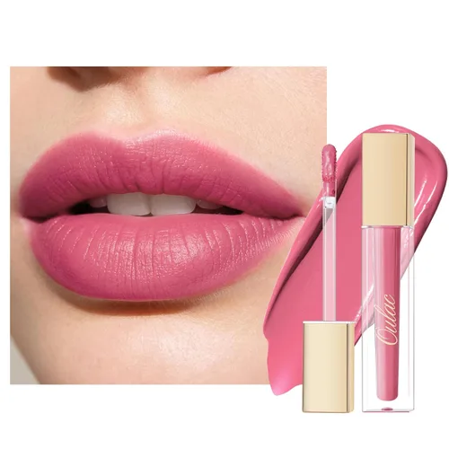 Vista 18 de Oulac Lápiz labial mate rosa para mujeres, lápiz labial líquido duradero de color rosa intenso, color de labios de alto impacto con cobertura total