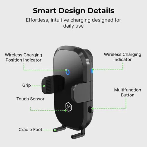 Vista 4 de Soporte inalámbrico para cargador de automóvil, escaneo automático y agarre automático, compatible con iPhone 14/15/16/17/Galaxy, teléfonos