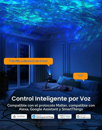 Vista 5 de Govee Luces de proyector de estrellas, efecto nebulosa colorida de 7 zonas, compatible con Matter, cobertura de 540 pies², luces de techo LED