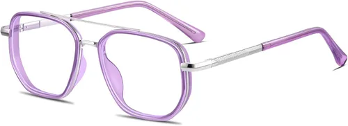Vista 8 de Aviator Blue Light Blocking Glasses for Women Men Trendy Metal Frame Computer TV Eyeglasses Anti Eyestrain Rojo vino