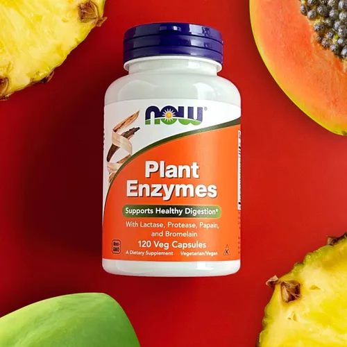 Vista 7 de NOW Foods Suplementos, Enzimas Vegetales con Lactasa, Proteasa, Papaína y Bromelaína, 120 Cápsulas Vegetales