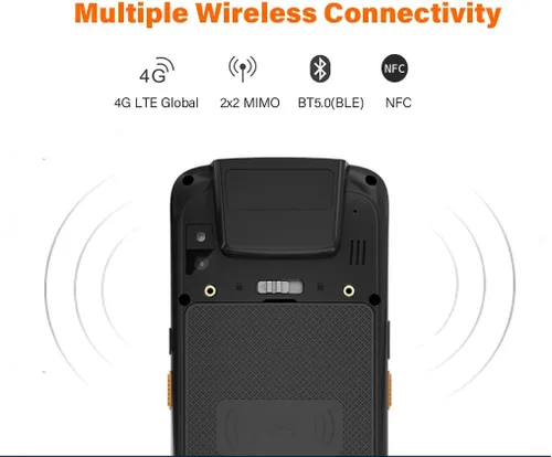 Vista 5 de Robusto Android 15 Escáner de código de barras portátil Pantalla táctil Computadora portátil PDA 1D y 2D Lector de códigos de barras Wi-Fi y 4G LTE