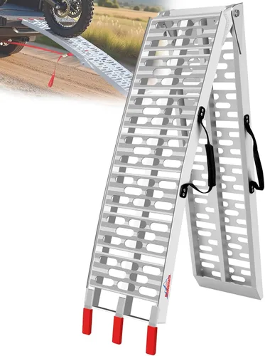 Vista 9 de Ruedamann Rampa plegable de aluminio de 7.5 pies, rampa portátil, rampas de carga de 11 pulgadas para motocicleta, capacidad de 750 libras