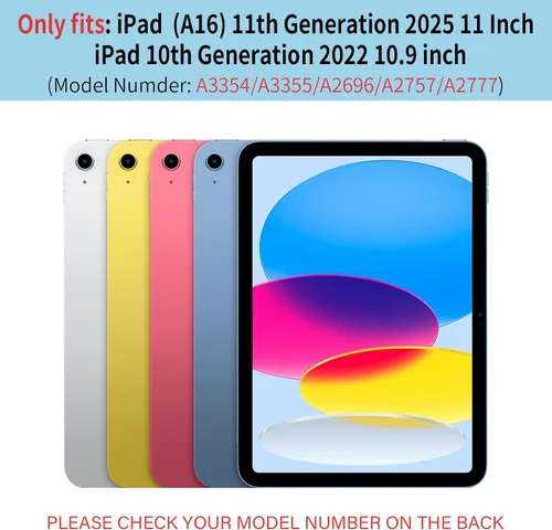 Vista 2 de Funda para iPad (A16) de 11ª generación de 11 pulgadas 2025, funda para iPad de 10.9 pulgadas 2022 con soporte para lápices, funda a prueba de Negro