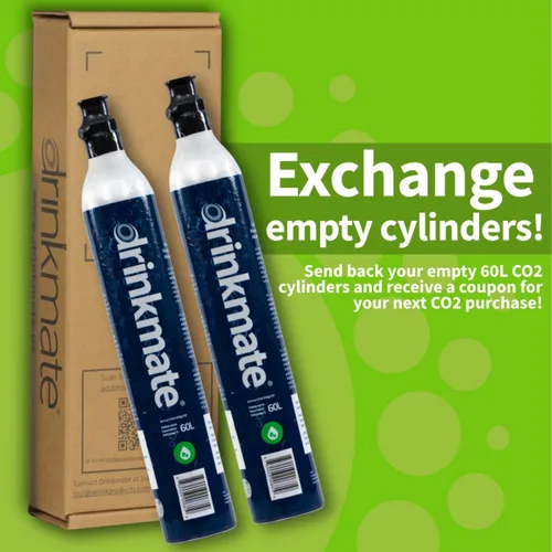 Vista 4 de Drinkmate Cilindros roscados de carbonatación de intercambio de CO2 de 60 L, compatible con SodaStream (tornillo), Aarke, Ninja Thirsti, 14.5 onzas