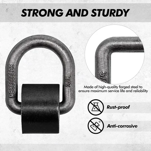 Vista 10 de Yaocom 30 piezas de 2,000 libras de soldadura en anillo en D forjado con clips de soldadura, anillo en D resistente, anclaje de amarre, capacidad