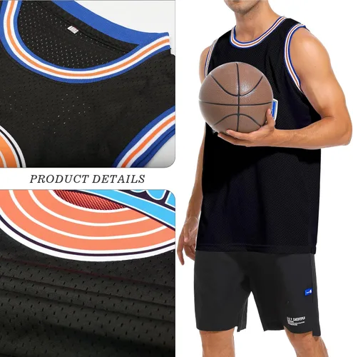 Vista 3 de Camiseta de baloncesto para hombre, camisetas de película espacial de los años 90, Halloween, hip hop, ropa de fiesta, camisas deportivas