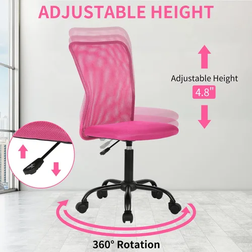 Vista 4 de Silla de oficina en casa sin brazos Silla de escritorio pequeña Silla de malla con respaldo medio Silla de computadora básica Silla de computadora