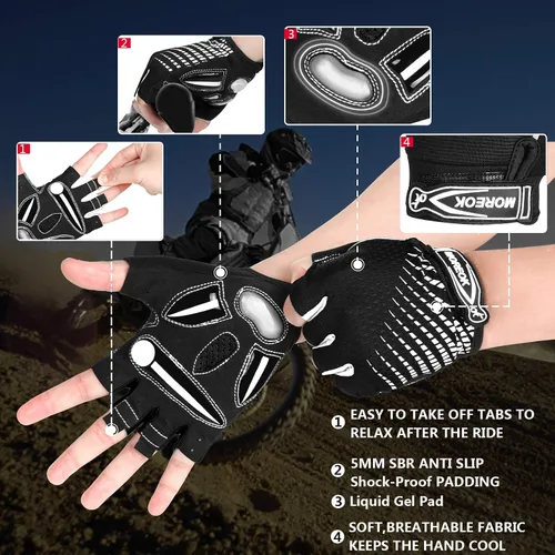 Vista 2 de MOREOK Cycling Gloves Bike Gloves for MenWomen-5MM Gel Pad Biking Gloves Half Finger Road Bike MTB Bicycle Gloves-for CyclingWorkoutMotorcycleOutdoor