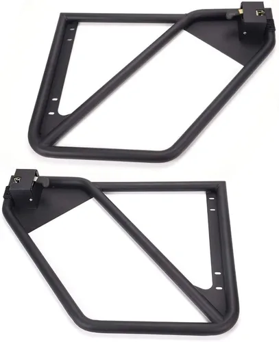 Vista 3 de Puerta de tubo, compatible con Jeep Wrangler JK Unlimited 07-18 4 puertas delanteras + traseras de acero puertas de tubo de acero negro