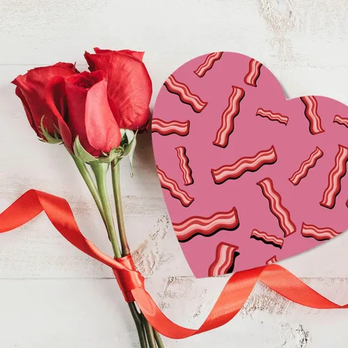 Vista 3 de Andaz Press Caja en forma de corazón para el día de San Valentín con tapa, divertida caja reutilizable en forma de corazón para tocino, caja de Bacon
