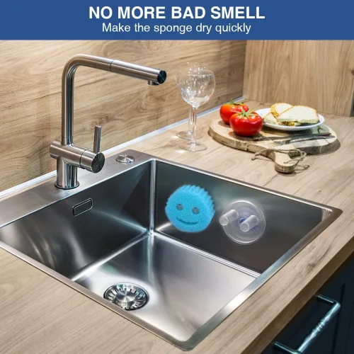 Vista 7 de SOPHICO Soporte de esponja para fregadero de cocina, soporte de ventosa para cocina, organizador de fregadero de baño para esponja sonriente