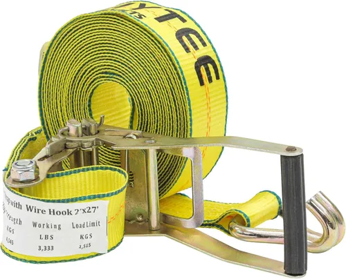 Vista 13 de Correa de trinquete azul de 2" x 15' con gancho de alambre, 3333 lbs WLL