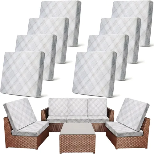 Vista 19 de Newwiee Funda de cojín, para cojín de asiento de sofá o sillón, 8 unidades, elástica, para sofá, muebles de patio y exteriores, de repuesto, suave
