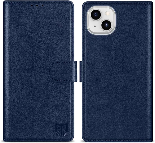 Vista 20 de ZZXX Funda tipo cartera para iPhone 14 Plus con bloqueo RFID, ranura para tarjetas, función atril, cierre magnético, funda protectora de cuero Negro