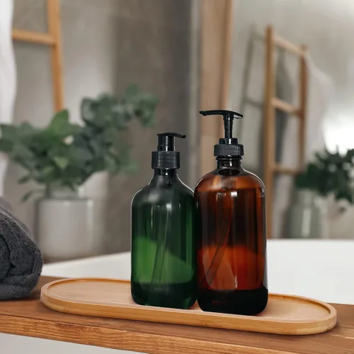 Vista 5 de Chengu 3 bandejas de bambú para baño, bandeja pequeña de madera para servir para baño, mostrador de alimentos, aperitivos, té, postre, cocina