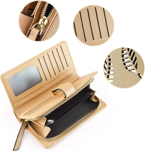 Vista 6 de PGXT Womens Long Leather Card Holder Purse Zipper Buckle Elegant Clutch Wallet