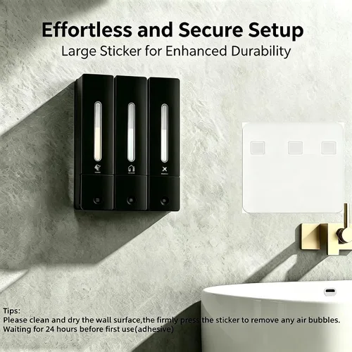 Vista 5 de Shampoo and Conditioner Dispenser Wall Mounted for Bathroom Hotel Black