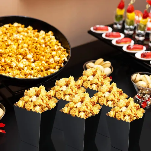 Vista 5 de Meanplan Cajas de palomitas de maíz para fiesta Mini soporte para palomitas Negro
