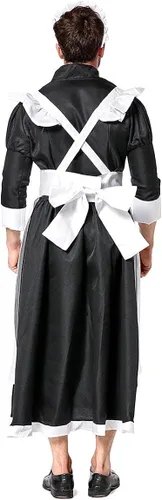 Vista 6 de Adulto Masculino Maid Cosplay Vestido Traje de criada Big Hemline Vestido acampanado Conjunto de Hombres Divertidos Actuaciones Trajes de la Etapa