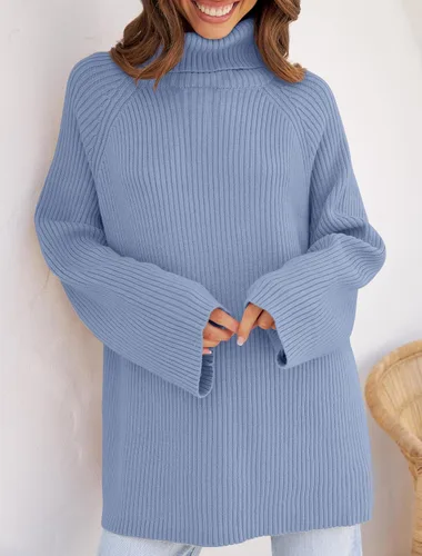 Vista 7 de ZESICA Women's 2024 Winter Sweaters Oversized Turtleneck Long Sleeve Chunky Knitted Pullover Sweater Jumper Tops