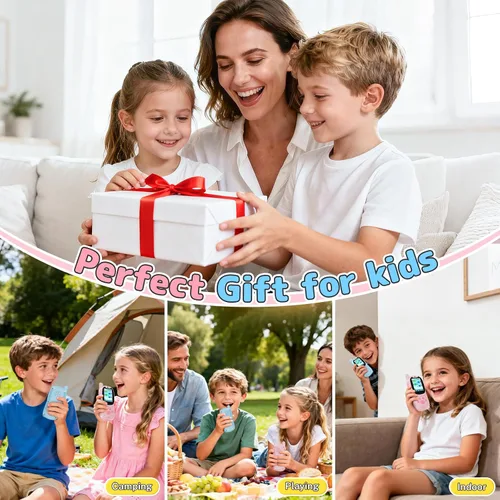 Vista 8 de Walkie Talkies de video para niños con cámara, paquete de 2 juguetes Walkie-Talkie recargables para niños y niñas de 3 a 12 años, regalos