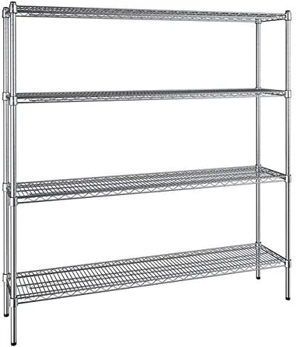Vista 197 de Kit de 4 estantes de epoxi verde NSF de 21 x 72 pulgadas con postes de 86 pulgadas, estantería de almacenamiento resistente, kit de estantería