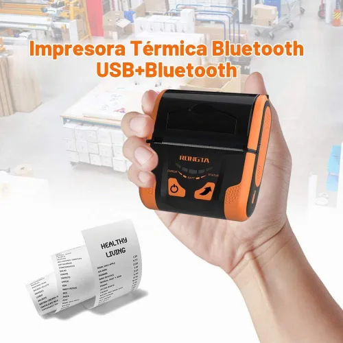 Vista 3 de Impresora POS portátil Rongta de 80 mm, impresora térmica móvil de recibos, conexión USB y Bluetooth, compatible con teléfono Android,
