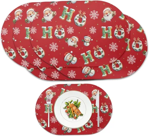 Vista 15 de Blue Flower Dining Table Mats Set of 2 Hummingbird Heat Resistant Placemats Washable and Wipeable Non Slip Place Mat, Waterproof Modern Dining Table