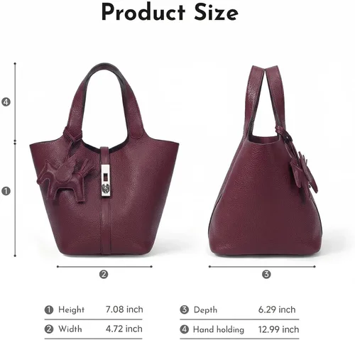 Vista 8 de Bolso de mano para mujer, de piel vegana, bolso de mano con asa superior, bolso de hombro con bolso pequeño desmontable