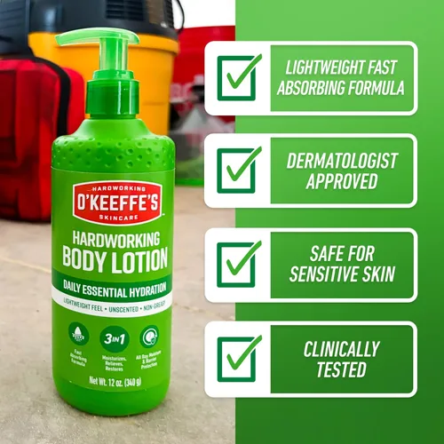 Vista 5 de O'Keeffe's Loción para manos y cuerpo con glicerina y manteca de karité, bomba de 12 onzas (paquete de 1) - Hidratación esencial diaria, cura