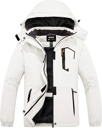 Vista 14 de Skieer - Chaqueta de esquí impermeable para mujer, abrigo cálido de invierno con forro polar para snowboard Negro