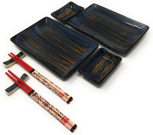 Vista 2 de Vajilla contemporánea 8 PCS Sistema de cena de sushi para dos en caja de regalo