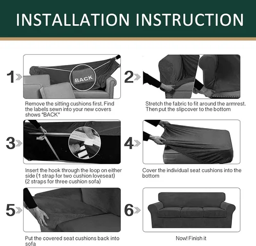 Vista 7 de Funda de cojín de terciopelo para sofá en forma de L, funda elástica para cojines de asiento, protector de muebles suave y antideslizante para silla
