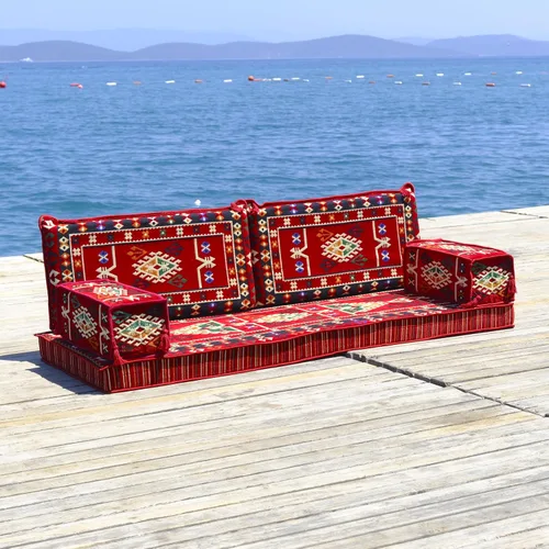 Vista 2 de Arabic Majlis - Sofá de asiento de piso de 75 x 27 x 4 pulgadas para sala de estar, sofás de colchón árabe, Diwan marroquí oriental, muebles