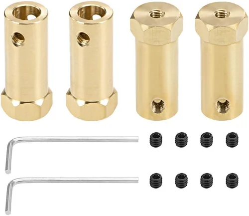 Vista 7 de uxcell Acoplador hexagonal de 0.118 in con motor de orificio hexagonal de latón acoplamiento flexible para ruedas de automóvil, neumáticos, motor