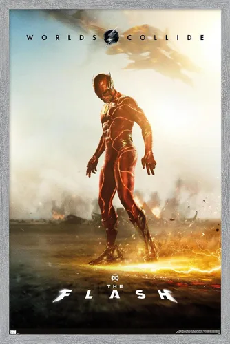 Vista 13 de DC Comics Movie The Flash - Póster de pared de una hoja, 34 pulgadas de largo x 22.4 pulgadas de ancho, versión enmarcada en negro Versión con marco