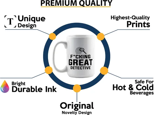 Vista 3 de Taza de café de detective de 15 onzas, color blanco, gran detective, policía, policía, patrulla, policía, policía, policía, policía, policía