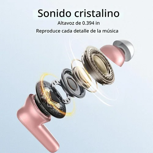 Vista 2 de Redpepper Auriculares inalámbricos Bluetooth 5.3 60H de tiempo de uso Auriculares con graves profundos y llamada clara con micrófono incorporado Rosa