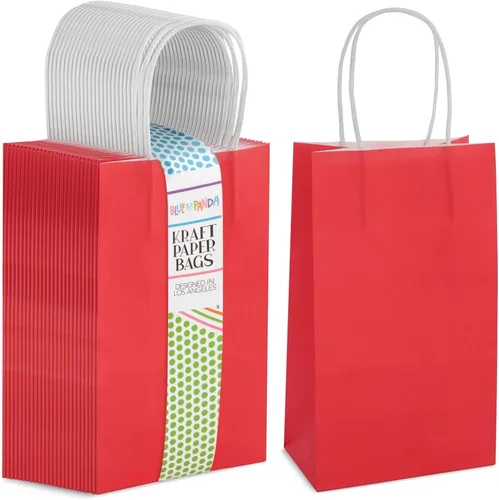 Vista 12 de BLUE PANDA Bolsas de regalo – 9 x 5 x 3 pulgadas, paquete de 25, color azul, bolsas de recuerdo de fiesta con asas para dulces y golosinas