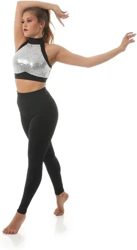 Vista 4 de Camiseta corta de lentejuelas para niñas, solo para Kix, disfraz de baile para niñas