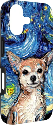 Vista 3 de Aja - Funda para iPhone 17, diseño de perro de noche estrellada, color marrón
